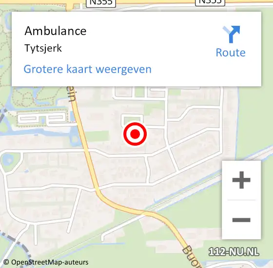 Locatie op kaart van de 112 melding: Ambulance Tytsjerk op 5 november 2018 23:00