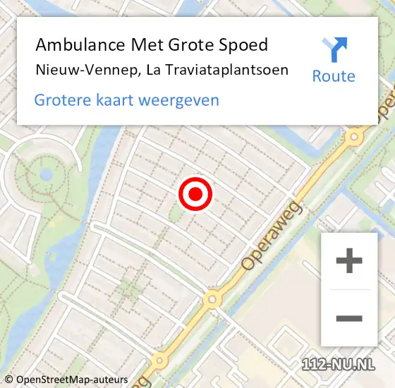 Locatie op kaart van de 112 melding: Ambulance Met Grote Spoed Naar Nieuw-Vennep, La Traviataplantsoen op 6 november 2018 04:41