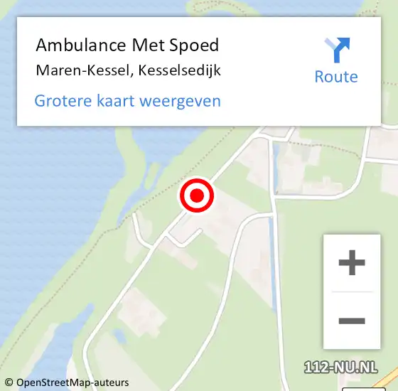 Locatie op kaart van de 112 melding: Ambulance Met Spoed Naar Maren-Kessel, Kesselsedijk op 6 november 2018 04:59