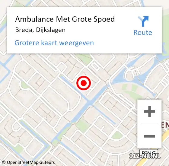 Locatie op kaart van de 112 melding: Ambulance Met Grote Spoed Naar Breda, Dijkslagen op 6 november 2018 05:46