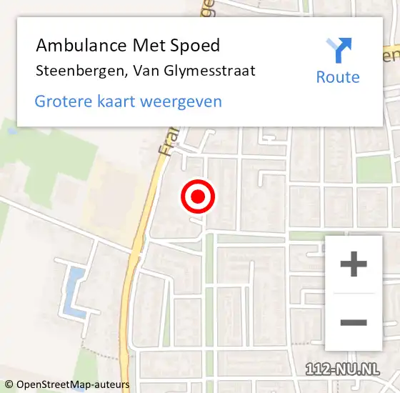 Locatie op kaart van de 112 melding: Ambulance Met Spoed Naar Steenbergen, Van Glymesstraat op 6 november 2018 07:24