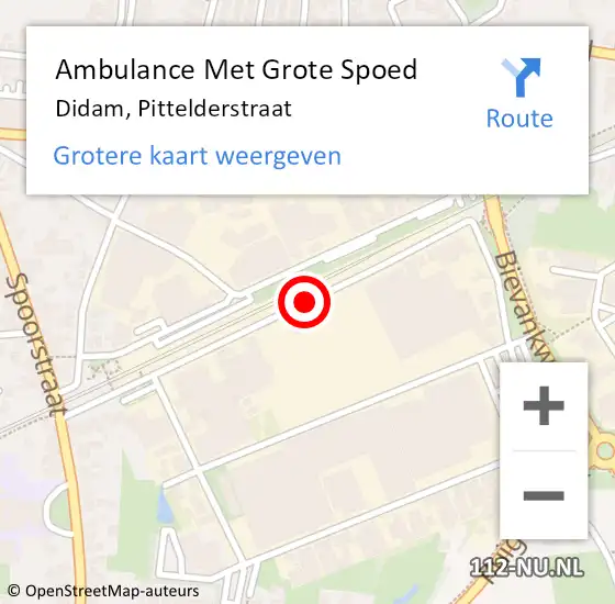 Locatie op kaart van de 112 melding: Ambulance Met Grote Spoed Naar Didam, Pittelderstraat op 6 november 2018 09:43