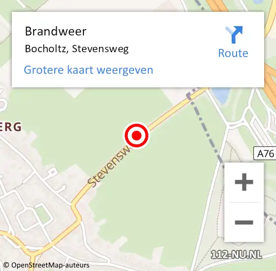 Locatie op kaart van de 112 melding: Brandweer Bocholtz, Stevensweg op 13 maart 2014 19:46