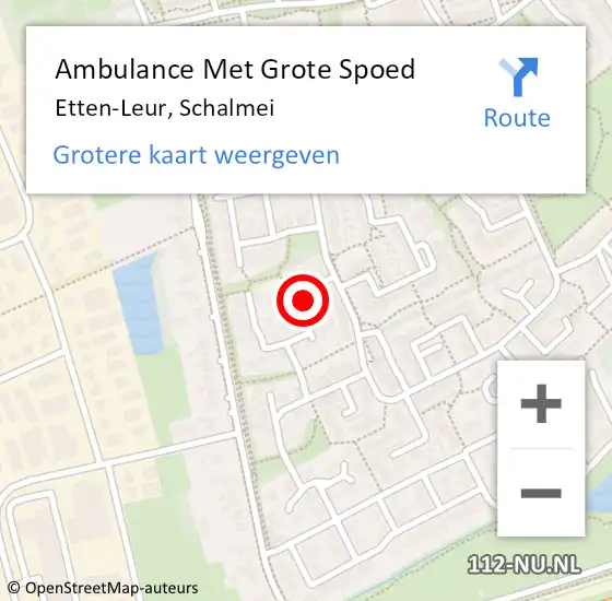 Locatie op kaart van de 112 melding: Ambulance Met Grote Spoed Naar Etten-Leur, Schalmei op 13 maart 2014 19:51