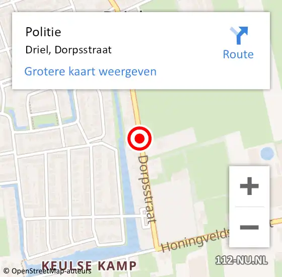 Locatie op kaart van de 112 melding: Politie Driel, Dorpsstraat op 6 november 2018 10:36