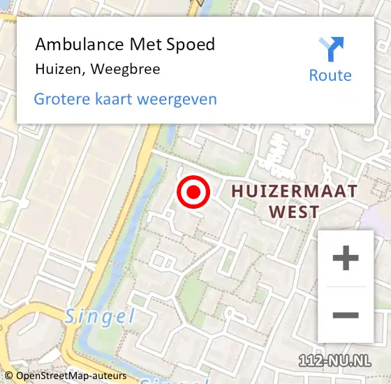 Locatie op kaart van de 112 melding: Ambulance Met Spoed Naar Huizen, Weegbree op 13 maart 2014 19:58