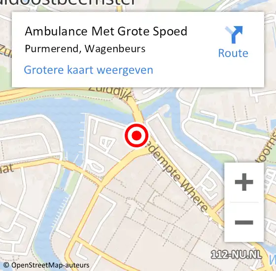 Locatie op kaart van de 112 melding: Ambulance Met Grote Spoed Naar Purmerend, Wagenbeurs op 6 november 2018 11:20