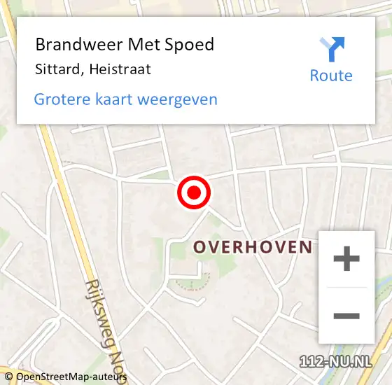 Locatie op kaart van de 112 melding: Brandweer Met Spoed Naar Sittard, Heistraat op 6 november 2018 12:53