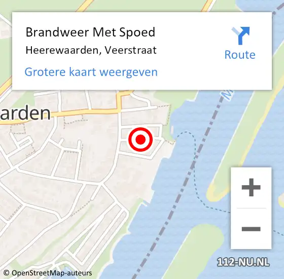 Locatie op kaart van de 112 melding: Brandweer Met Spoed Naar Heerewaarden, Veerstraat op 6 november 2018 13:39