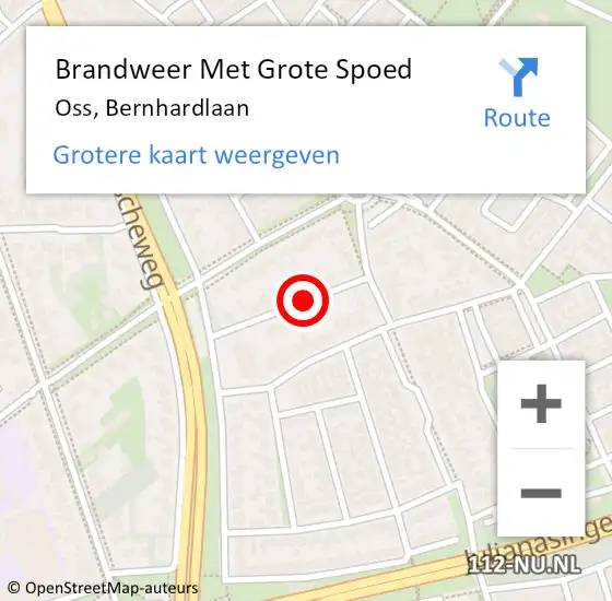 Locatie op kaart van de 112 melding: Brandweer Met Grote Spoed Naar Oss, Bernhardlaan op 6 november 2018 14:01