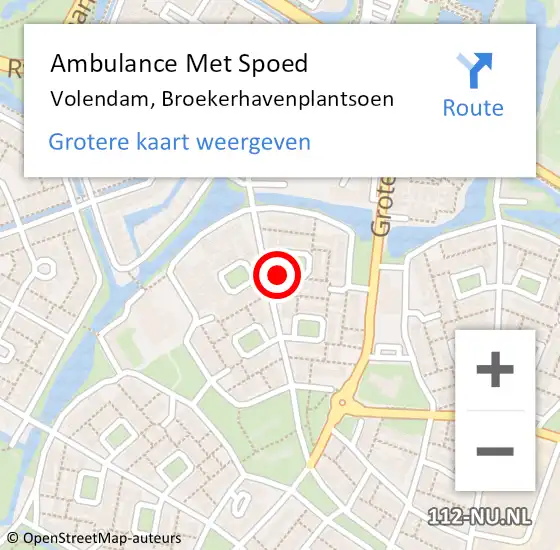 Locatie op kaart van de 112 melding: Ambulance Met Spoed Naar Volendam, Broekerhavenplantsoen op 6 november 2018 15:17