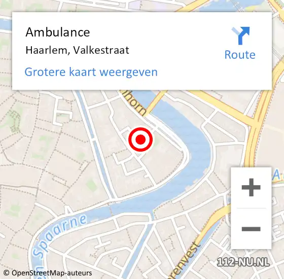 Locatie op kaart van de 112 melding: Ambulance Haarlem, Valkestraat op 6 november 2018 15:45