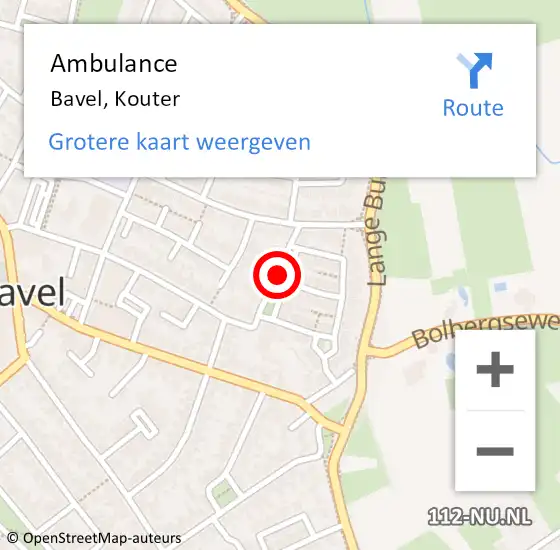 Locatie op kaart van de 112 melding: Ambulance Bavel, Kouter op 6 november 2018 15:48