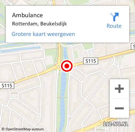 Locatie op kaart van de 112 melding: Ambulance Rotterdam, Beukelsdijk op 6 november 2018 15:53