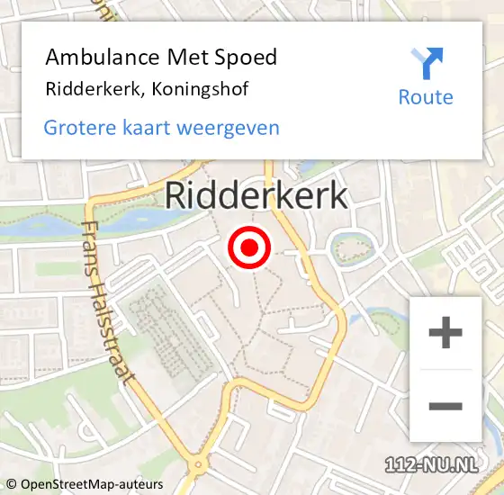 Locatie op kaart van de 112 melding: Ambulance Met Spoed Naar Ridderkerk, Koningshof op 6 november 2018 15:57