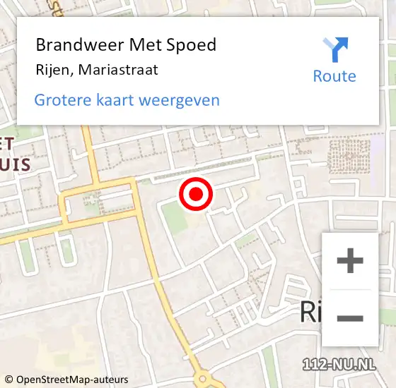 Locatie op kaart van de 112 melding: Brandweer Met Spoed Naar Rijen, Mariastraat op 6 november 2018 16:11