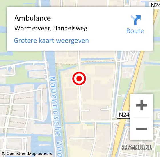 Locatie op kaart van de 112 melding: Ambulance Wormerveer, Handelsweg op 6 november 2018 16:13