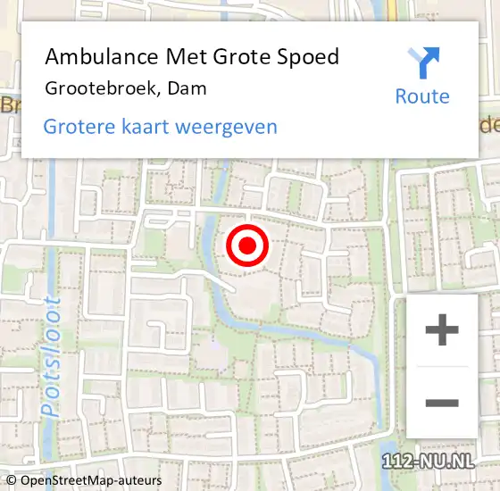 Locatie op kaart van de 112 melding: Ambulance Met Grote Spoed Naar Grootebroek, Dam op 6 november 2018 16:33