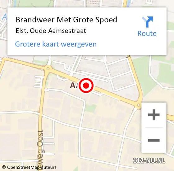 Locatie op kaart van de 112 melding: Brandweer Met Grote Spoed Naar Elst, Nieuwe Aamsestraat op 6 november 2018 16:57