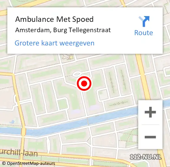 Locatie op kaart van de 112 melding: Ambulance Met Spoed Naar Amsterdam, Burg Tellegenstraat op 6 november 2018 17:02