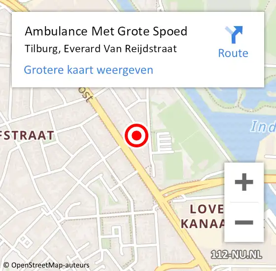 Locatie op kaart van de 112 melding: Ambulance Met Grote Spoed Naar Tilburg, Everard Van Reijdstraat op 6 november 2018 17:13