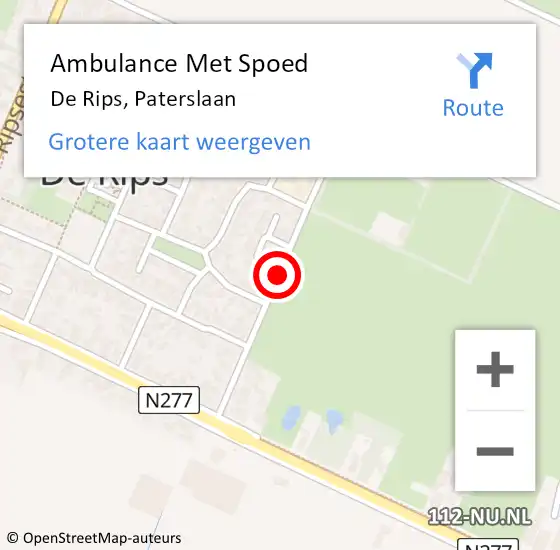 Locatie op kaart van de 112 melding: Ambulance Met Spoed Naar De Rips, Paterslaan op 6 november 2018 17:33