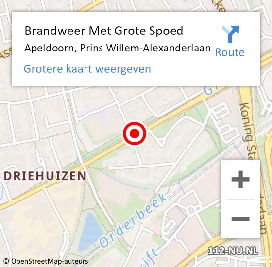 Locatie op kaart van de 112 melding: Brandweer Met Grote Spoed Naar Apeldoorn, Prins Willem-Alexanderlaan op 6 november 2018 17:44