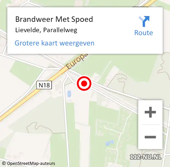 Locatie op kaart van de 112 melding: Brandweer Met Spoed Naar Lievelde, Parallelweg op 6 november 2018 17:48