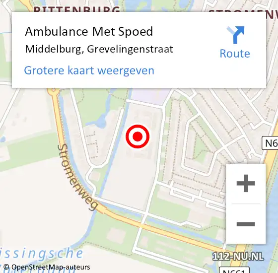 Locatie op kaart van de 112 melding: Ambulance Met Spoed Naar Middelburg, Grevelingenstraat op 6 november 2018 18:36