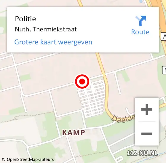 Locatie op kaart van de 112 melding: Politie Nuth, Thermiekstraat op 6 november 2018 19:25