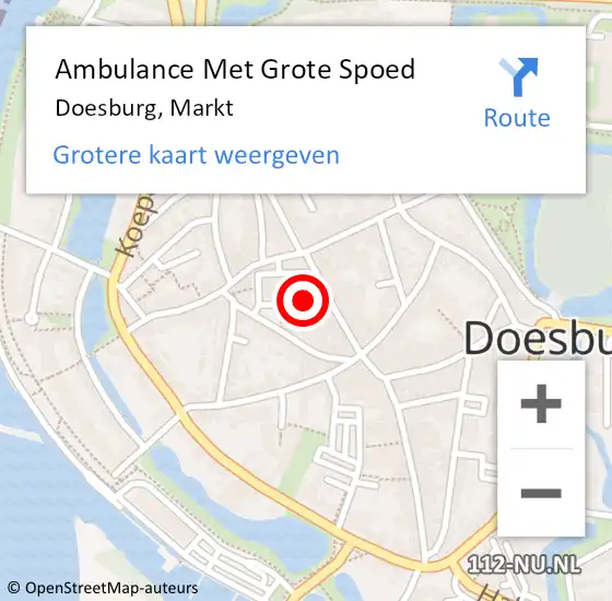 Locatie op kaart van de 112 melding: Ambulance Met Grote Spoed Naar Doesburg, Markt op 6 november 2018 19:31