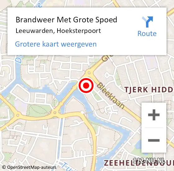 Locatie op kaart van de 112 melding: Brandweer Met Grote Spoed Naar Leeuwarden, Hoeksterpoort op 6 november 2018 20:32