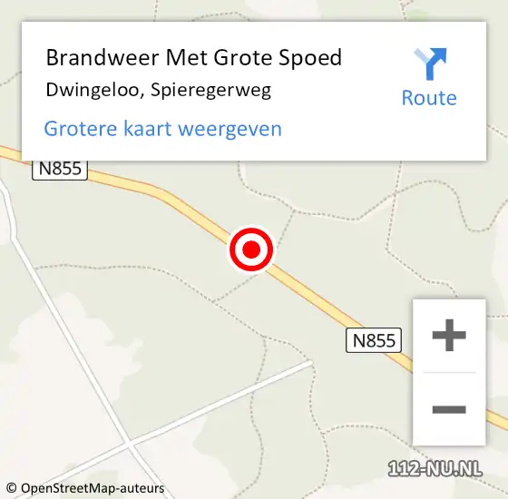 Locatie op kaart van de 112 melding: Brandweer Met Grote Spoed Naar Dwingeloo, Spieregerweg op 6 november 2018 20:35