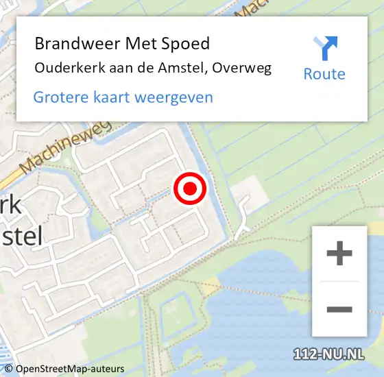 Locatie op kaart van de 112 melding: Brandweer Met Spoed Naar Ouderkerk aan de Amstel, Overweg op 6 november 2018 20:58