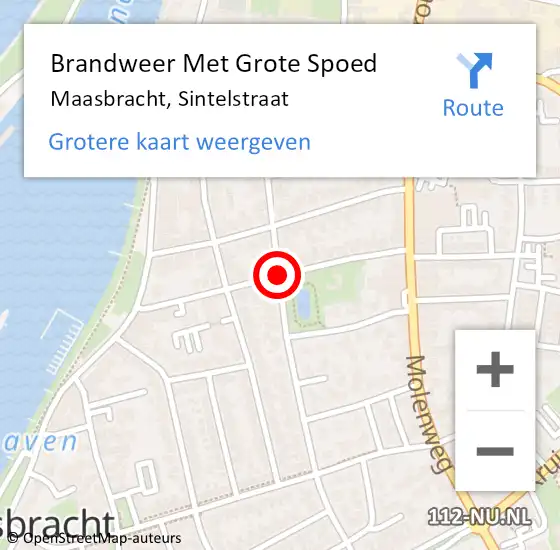 Locatie op kaart van de 112 melding: Brandweer Met Grote Spoed Naar Maasbracht, Sintelstraat op 6 november 2018 21:13