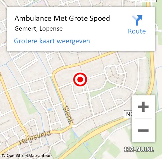 Locatie op kaart van de 112 melding: Ambulance Met Grote Spoed Naar Gemert, Lopense op 6 november 2018 22:16