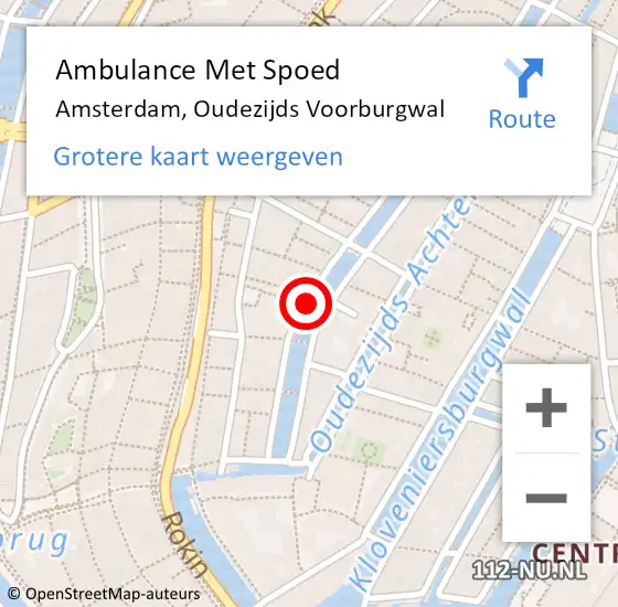 Locatie op kaart van de 112 melding: Ambulance Met Spoed Naar Amsterdam, Oudezijds Voorburgwal op 6 november 2018 22:33