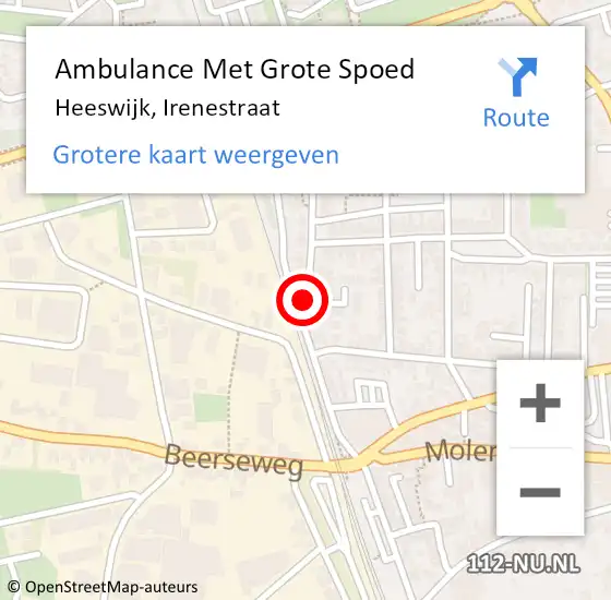 Locatie op kaart van de 112 melding: Ambulance Met Grote Spoed Naar Heeswijk, Irenestraat op 6 november 2018 22:36