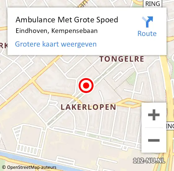 Locatie op kaart van de 112 melding: Ambulance Met Grote Spoed Naar Eindhoven, Kempensebaan op 6 november 2018 22:52