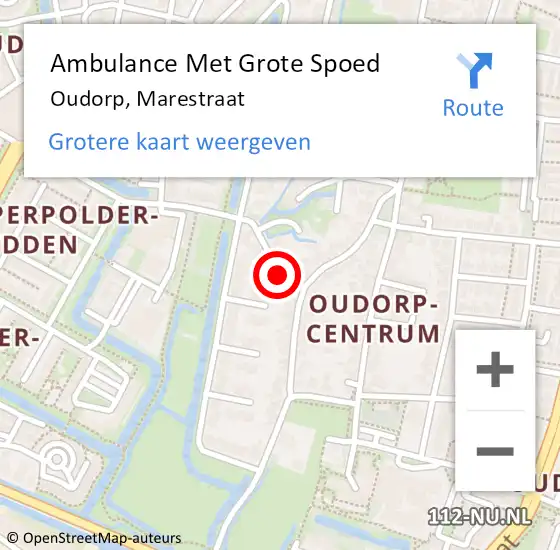 Locatie op kaart van de 112 melding: Ambulance Met Grote Spoed Naar Oudorp, Marestraat op 6 november 2018 23:36