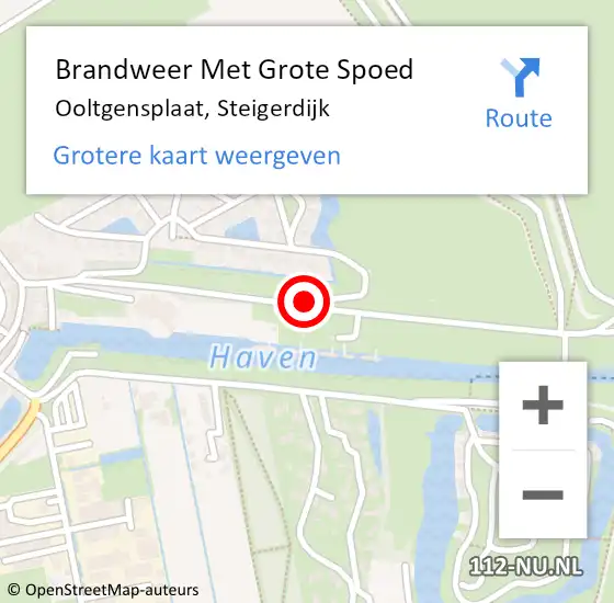 Locatie op kaart van de 112 melding: Brandweer Met Grote Spoed Naar Ooltgensplaat, Steigerdijk op 7 november 2018 00:50