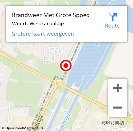 Locatie op kaart van de 112 melding: Brandweer Met Grote Spoed Naar Weurt, Westkanaaldijk op 7 november 2018 03:02