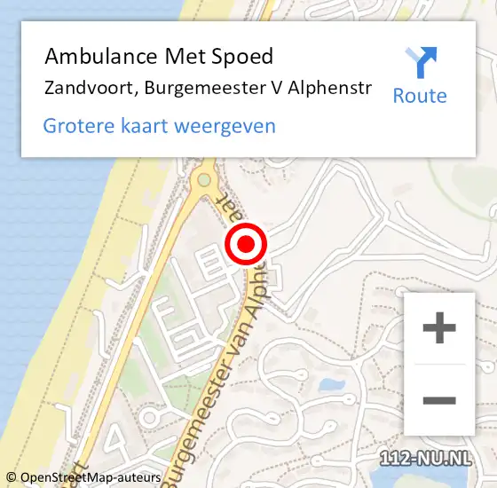 Locatie op kaart van de 112 melding: Ambulance Met Spoed Naar Zandvoort, Burgemeester V Alphenstr op 7 november 2018 03:40