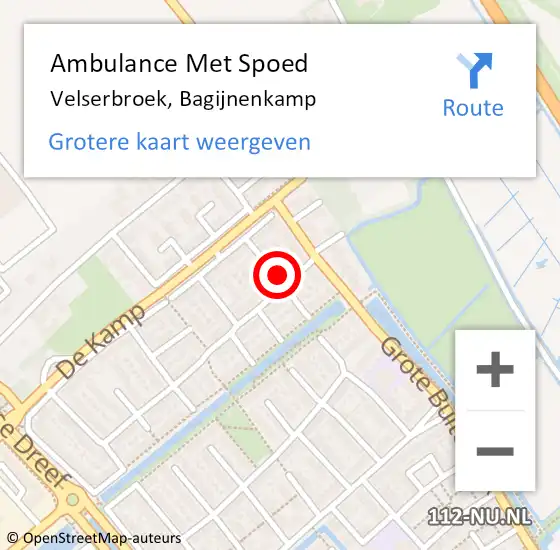 Locatie op kaart van de 112 melding: Ambulance Met Spoed Naar Velserbroek, Bagijnenkamp op 7 november 2018 04:26