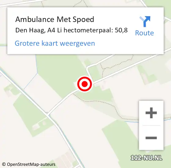 Locatie op kaart van de 112 melding: Ambulance Met Spoed Naar Den Haag, A4 Li hectometerpaal: 50,8 op 7 november 2018 07:18