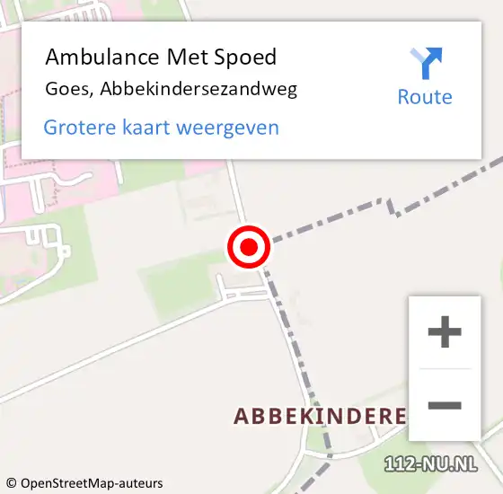 Locatie op kaart van de 112 melding: Ambulance Met Spoed Naar Goes, Abbekindersezandweg op 7 november 2018 08:19