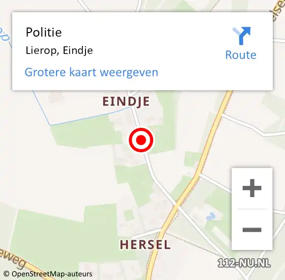 Locatie op kaart van de 112 melding: Politie Lierop, Eindje op 7 november 2018 08:19