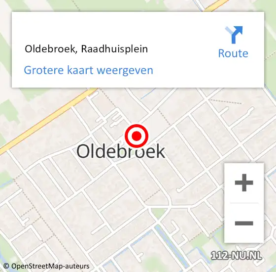 Locatie op kaart van de 112 melding:  Oldebroek, Raadhuisplein op 7 november 2018 09:13