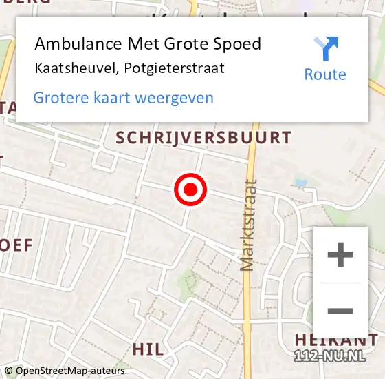Locatie op kaart van de 112 melding: Ambulance Met Grote Spoed Naar Kaatsheuvel, Potgieterstraat op 7 november 2018 09:18