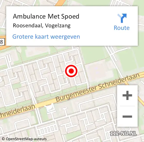 Locatie op kaart van de 112 melding: Ambulance Met Spoed Naar Roosendaal, Vogelzang op 7 november 2018 09:46